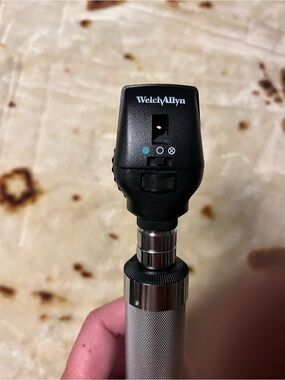 Black LED Otoscope Head with Silver Handle